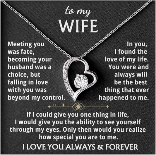 RENACO GIFT COMPANY - To My Wife Necklace – Elegant Heart Pendant with Loving Message – Perfect Gift for Wife on Anniversary, Birthday, Christmas, or Valentine’s Day